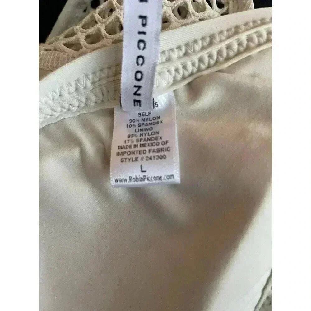 NEW Robin Piccone Pua Cream Crochet Triangle High Waisted Bikini Size Large - Picture 13 of 16